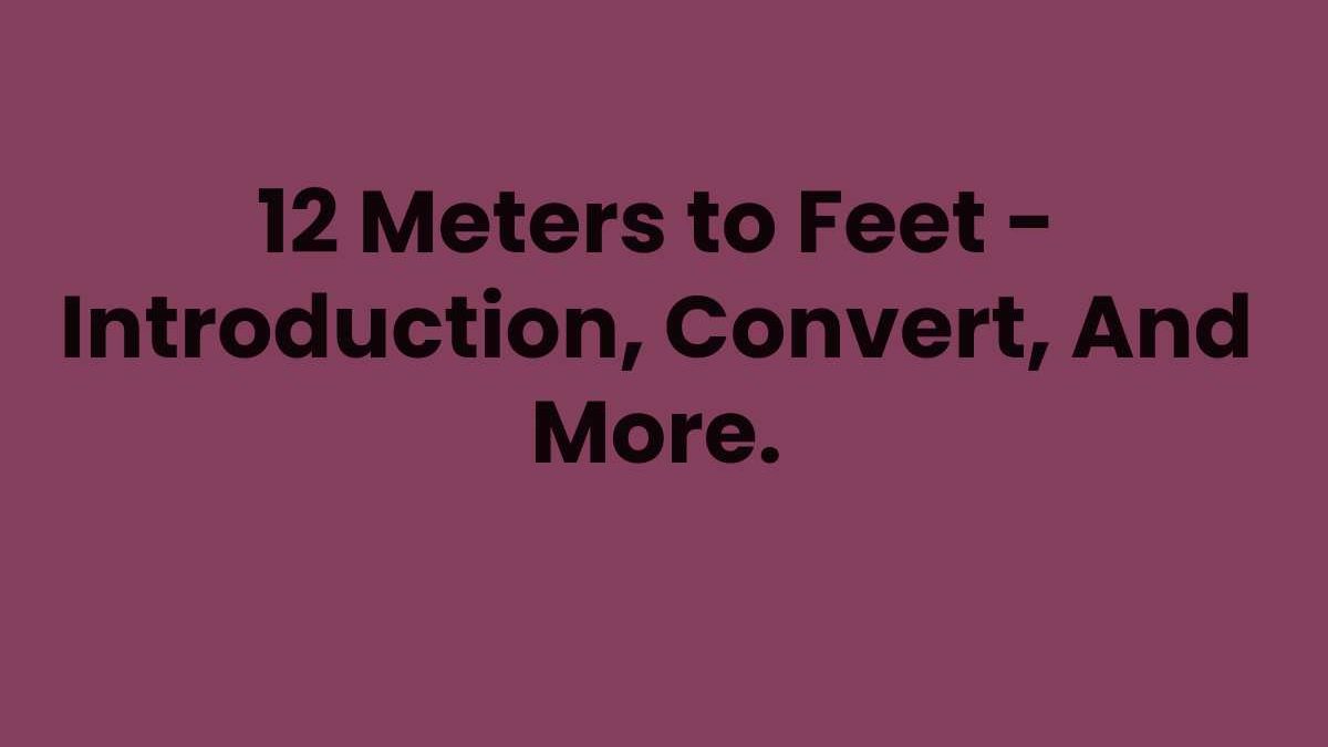 12 Meters to Feet – Introduction, Convert, And More.