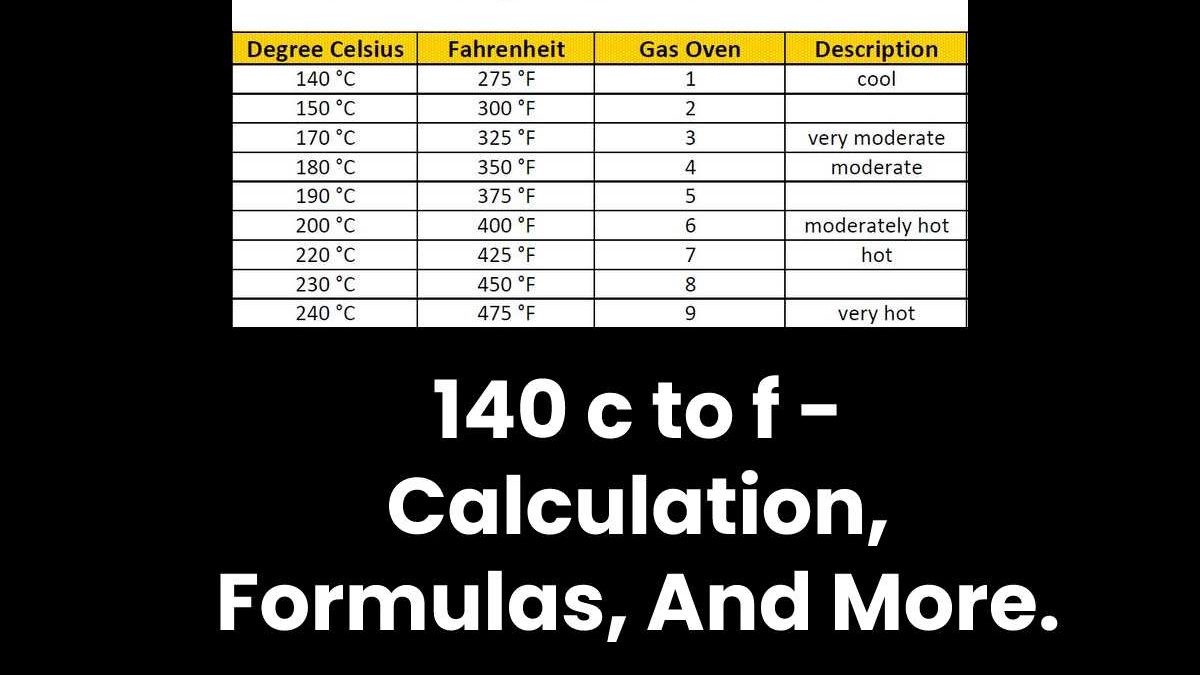 140 c to f – Calculation, Formulas, And More.