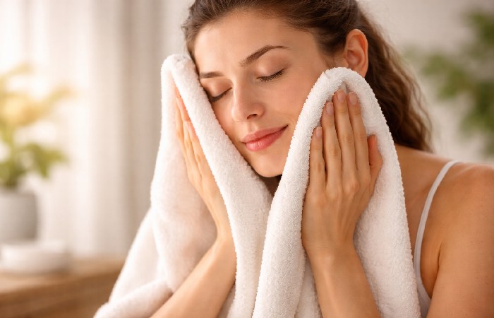 warm towel facial steaming method