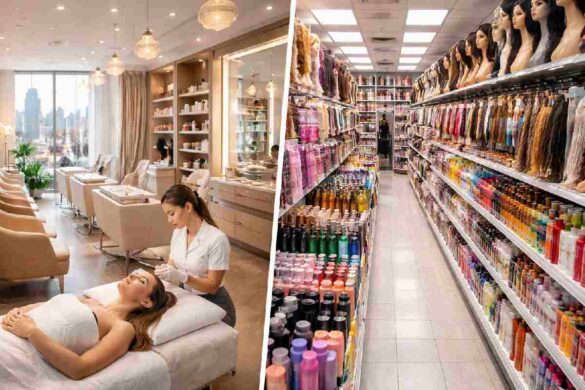 Modern beauty salon and beauty supply store interior in New York City