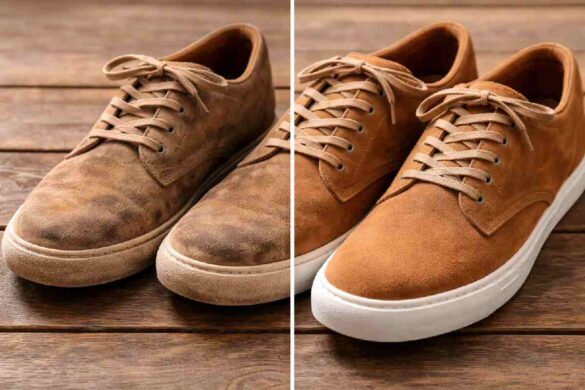 dirty vs clean suede shoes comparison