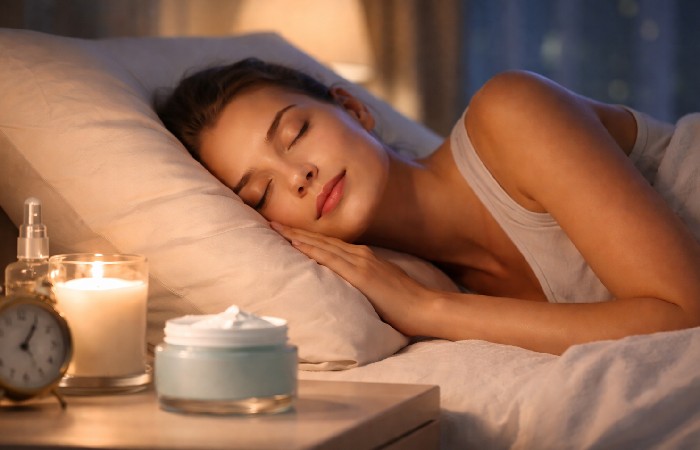 night cream beside bed representing overnight skin repair
